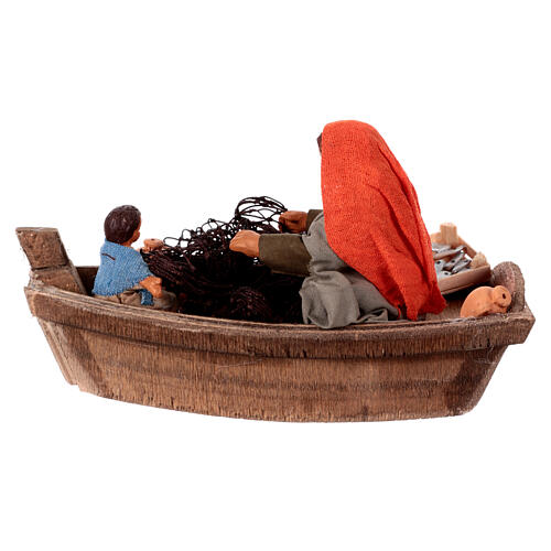 Pescatore con bambino su barchetta presepe napoletano 10 cm 4
