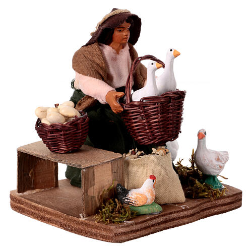 Woman sitting with geese for 10 cm Neapolitan Nativity Scene 2