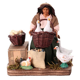 Donna seduta con oche presepe napoletano 10 cm napoletano terracotta