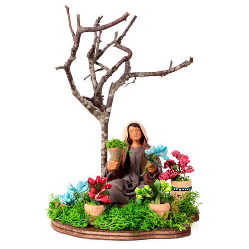 Flower seller sitting with baskets of flowers for 13 cm Neapolitan Nativity Scene 1