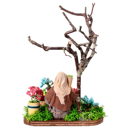 Flower seller sitting with baskets of flowers for 13 cm Neapolitan Nativity Scene 4