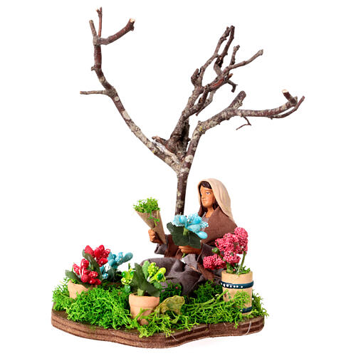 Fleuriste assise par terre pour crèche napolitaine de 13 cm 2