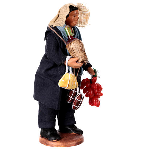 Man with flask, cold cuts and cheese for 13 cm Neapolitan Nativity Scene 3
