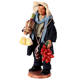 Uomo con fiasco salumi formaggi pomodori presepe napoletano 13 cm