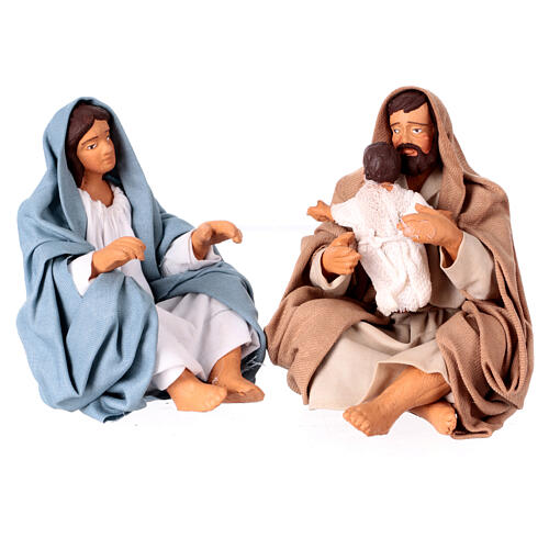 Sitting Nativity for 13 cm Neapolitan Nativity Scene with Joseph holding Jesus 1