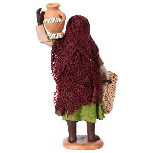 Jeune femme avec vase et panier d'épices crèche napolitaine de 13 cm 4