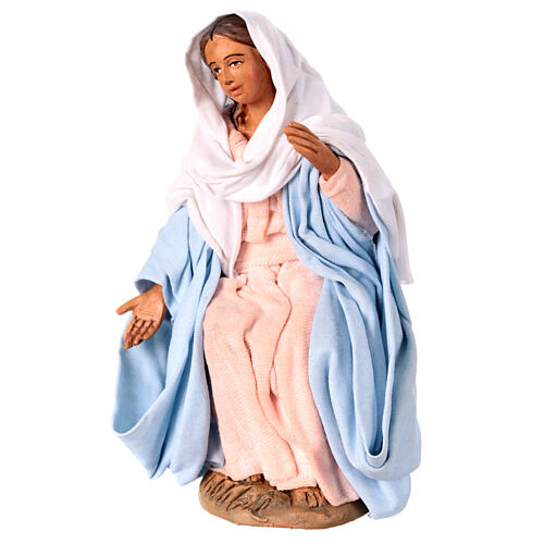 Virgin Mary sitting on a stool, terracotta figurine for 14 cm Neapolitan Nativity Scene 3