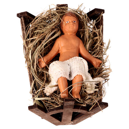 Enfant Jésus berceau en bois crèche napolitaine de 14 cm 1