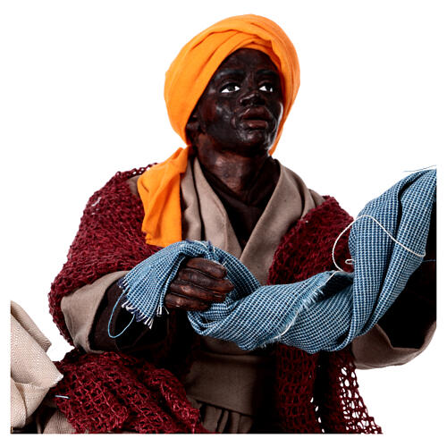 Fabric seller sitting on the floor, terracotta figurine for 30 cm Neapolitan Nativity Scene 2