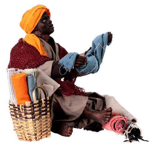 Fabric seller sitting on the floor, terracotta figurine for 30 cm Neapolitan Nativity Scene 3