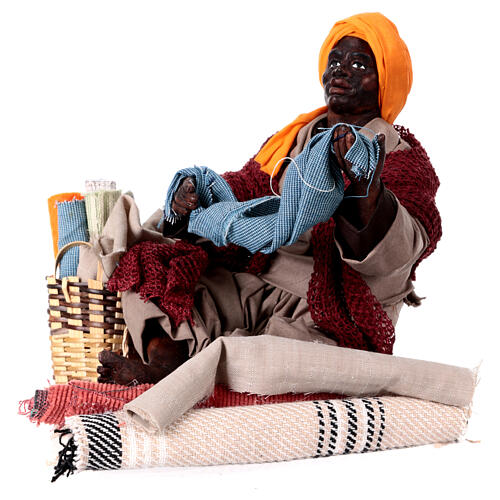 Fabric seller sitting on the floor, terracotta figurine for 30 cm Neapolitan Nativity Scene 4