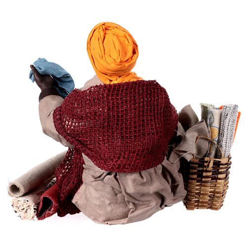 Fabric seller sitting on the floor, terracotta figurine for 30 cm Neapolitan Nativity Scene 5