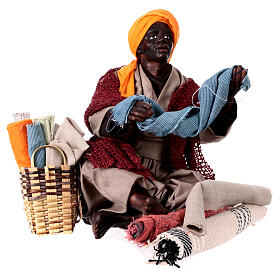 Fabric seller sitting on the floor 30 cm Neapolitan nativity scene