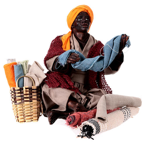 Fabric seller sitting on the floor 30 cm Neapolitan nativity scene 1