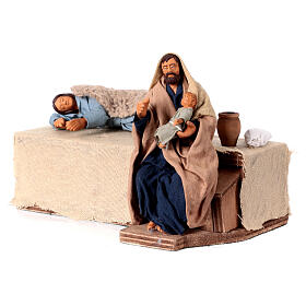 Nativity with Joseph cradling Jesus Child, animated Neapolitan Nativity Scene of 12 cm