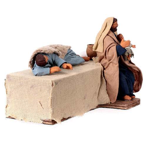 Nativity with Joseph cradling Jesus Child, animated Neapolitan Nativity Scene of 12 cm 3