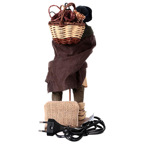 Man carrying baskets on his shoulders, animated Neapolitan Nativity Scene of 30 cm 5