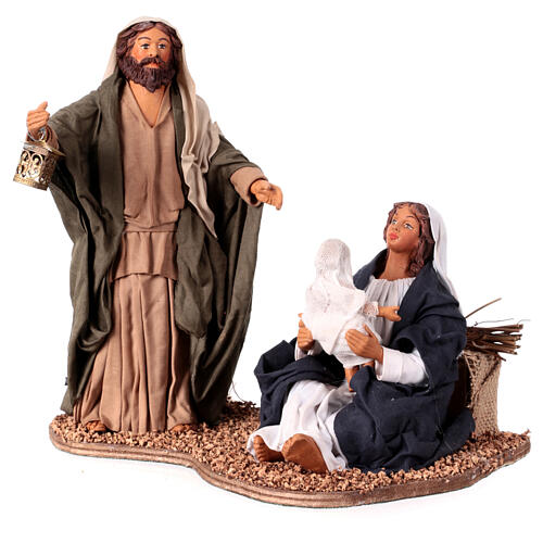 Animated Nativity Holy Family playing with the baby Neapolitan nativity 24 cm 3
