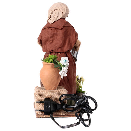 Bewegliche Krippenfigur, Blumen gießende Frau, neapolitanischer Stil, für 24 cm Krippe 5