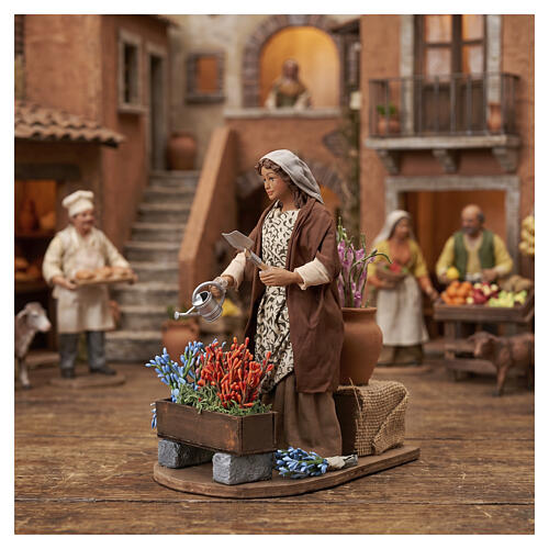 Woman watering her plants, animated character for 24 cm Neapolitan Nativity Scene 2