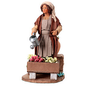 Movimento donna che annaffia fiori presepe napoletano 24 cm
