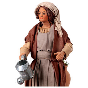 Movimento donna che annaffia fiori presepe napoletano 24 cm