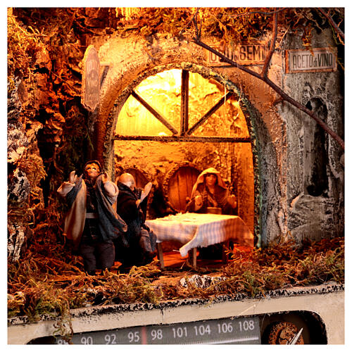 Radio with LED lights and 8 cm Neapolitan Nativity Scene 30x40x20 cm 4