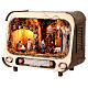 Radio with LED lights and 8 cm Neapolitan Nativity Scene 30x40x20 cm s3