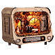 Radio with LED lights and 8 cm Neapolitan Nativity Scene 30x40x20 cm s5