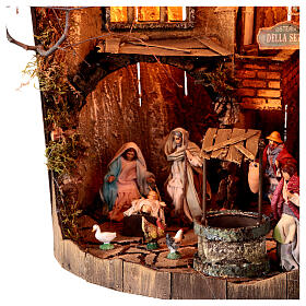 Demijohn with LED lights and 8 cm Neapolitan Nativity Scene 55x40x40 cm