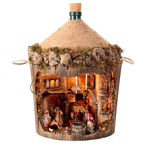 Neapolitan LED nativity scene barrel 8 cm 55x40x40 cm 1