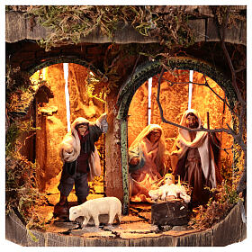 Demijohn with light and 8 cm Neapolitan Nativity Scene 40x25x25 cm