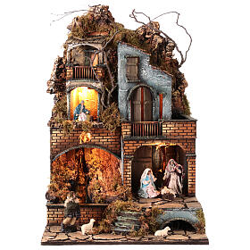 Presepe con cascata 10 cm 60x40x40 cm napoletano