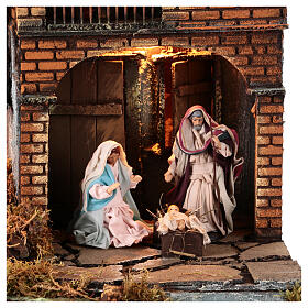 Presepe con cascata 10 cm 60x40x40 cm napoletano