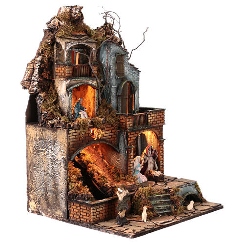 Presepe con cascata 10 cm 60x40x40 cm napoletano 5