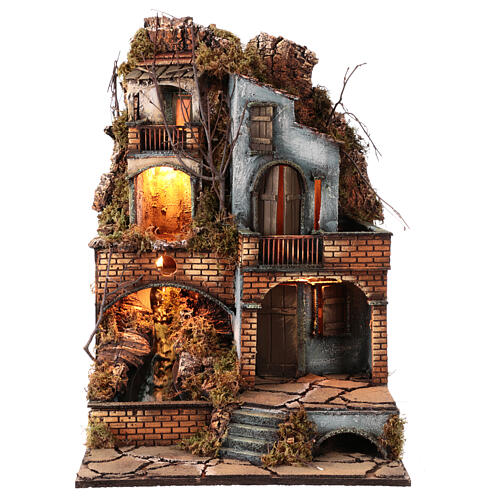 Presepe con cascata 10 cm 60x40x40 cm napoletano 6