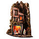 Angular Neapolitan Nativity Scene with lights and oven, 50x30x30 cm, for 8 cm figurines s1