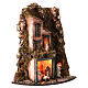 Angular Neapolitan Nativity Scene with lights and oven, 50x30x30 cm, for 8 cm figurines s5