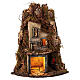 Angular Neapolitan Nativity Scene with lights and oven, 50x30x30 cm, for 8 cm figurines s7