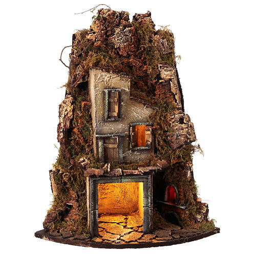 Presepe napoletano angolare luce forno 50x30x30 cm statue 8 cm 7
