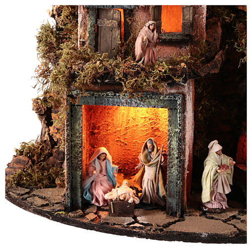 Neapolitan nativity oven light angular 50x30x30 cm statues 8 cm