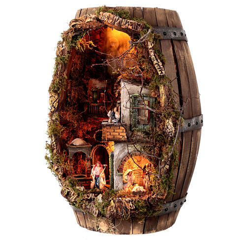 Botte presepe mulino a vento led statue 8 cm 60x35x25 cm napoletano 3