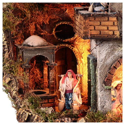 Botte presepe mulino a vento led statue 8 cm 60x35x25 cm napoletano 4