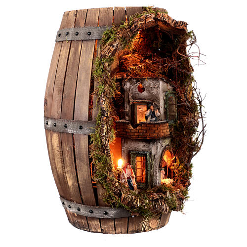 Botte presepe mulino a vento led statue 8 cm 60x35x25 cm napoletano 5