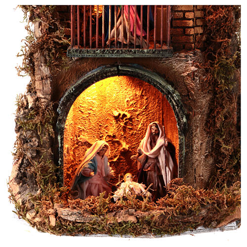 Moka pot shaped Neapolitan Nativity Scene with LED lights, 50x40x30 cm, for 8 cm characters 2