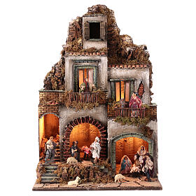 Neapolitan Nativity Scene with lights, 75x50x40 cm, 12 cm characters