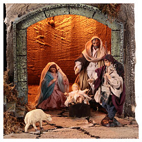 Neapolitan Nativity Scene with lights, 75x50x40 cm, 12 cm characters