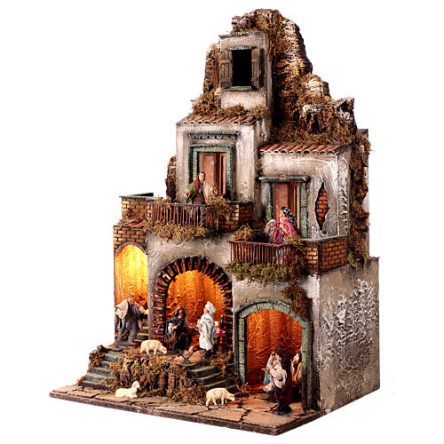 Neapolitan Nativity Scene with lights, 75x50x40 cm, 12 cm characters 3