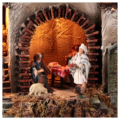 Neapolitan Nativity Scene with lights, 75x50x40 cm, 12 cm characters 4