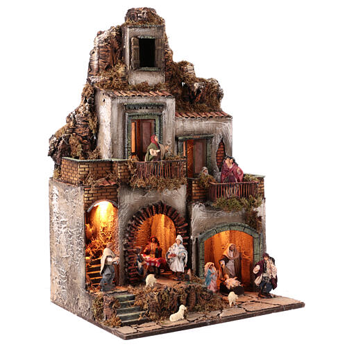Presepe con led statue 12 cm napoletano 75x50x40 cm 5